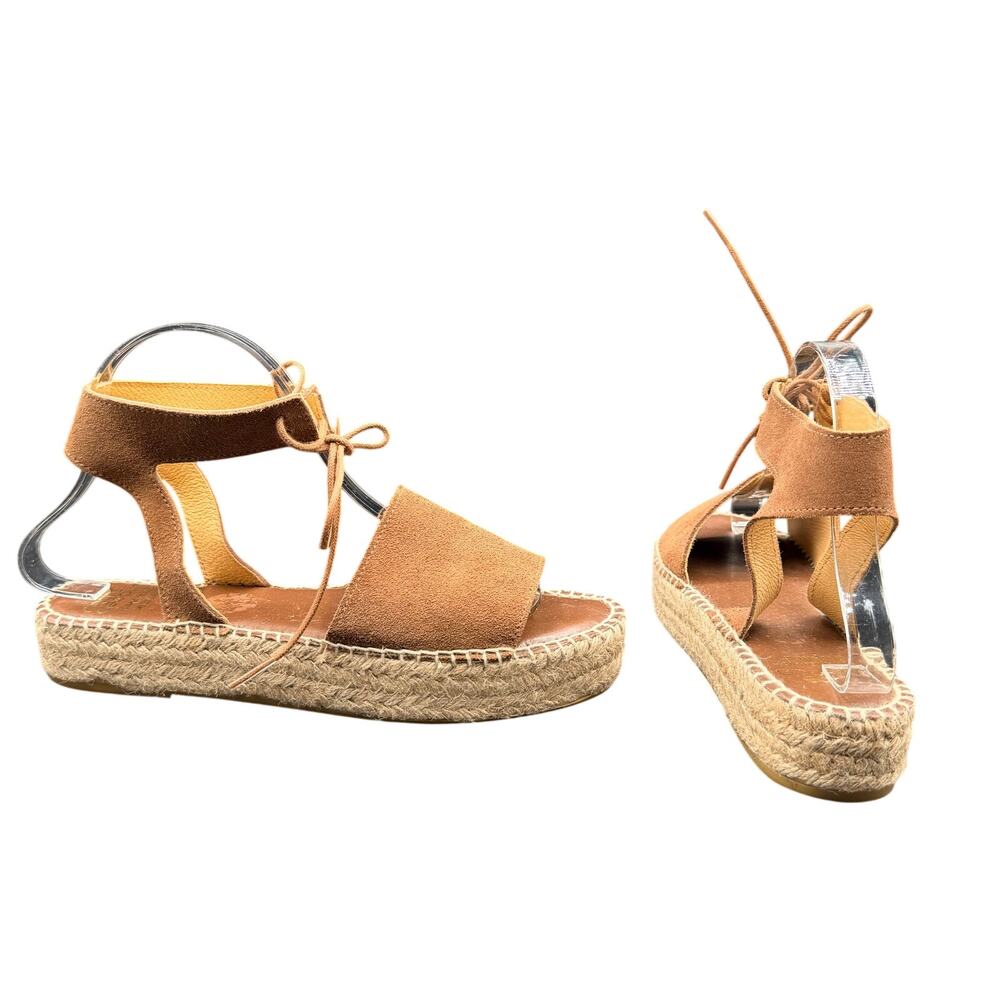 Andre Assous Espadrille Sandals Brown Suede Lace Up EU 39 US 8.5-9